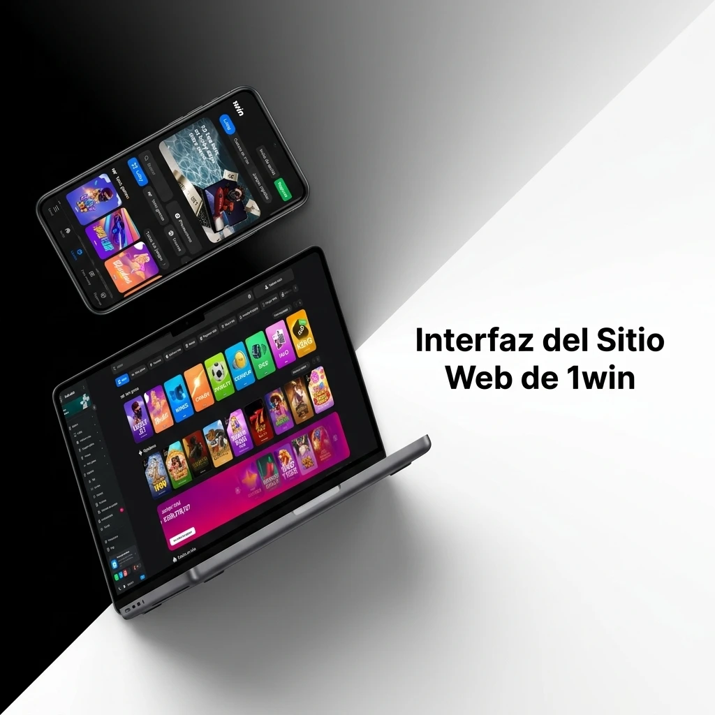 Interfaz del sitio web de 1win con barra de navegación de Deportes, Casino, Cibersports y Promociones